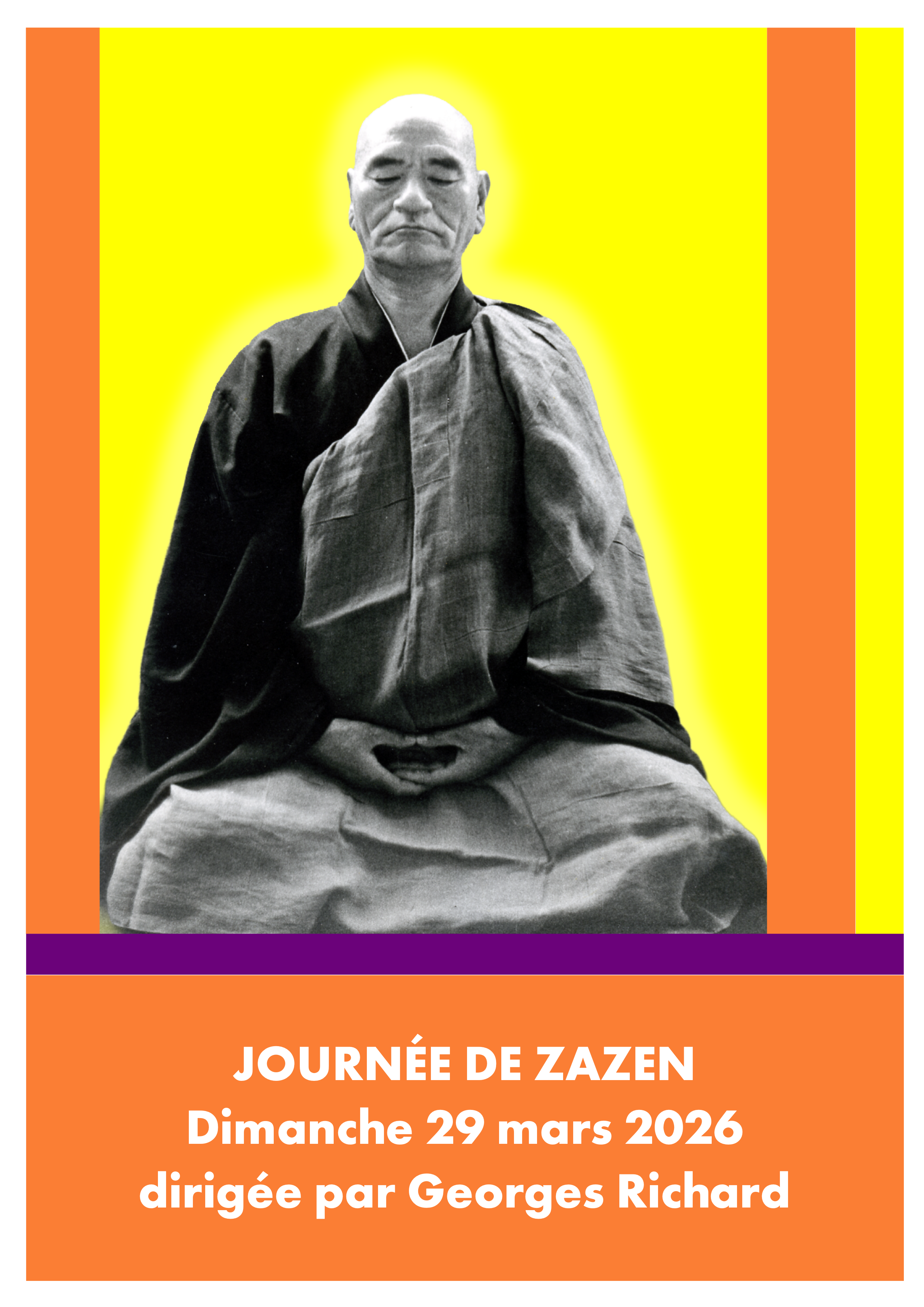 Affiche de la journée de zazen du 29 mars 2026 